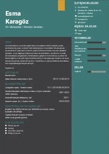 Yönetici Asistanı Cv Örnekleri cv indir